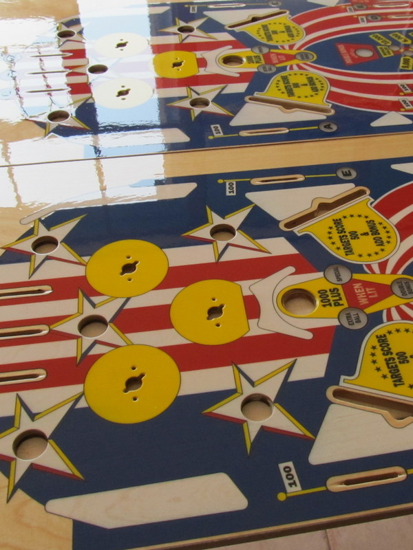 Spirit of 76 Lower Playfields after clear coating 